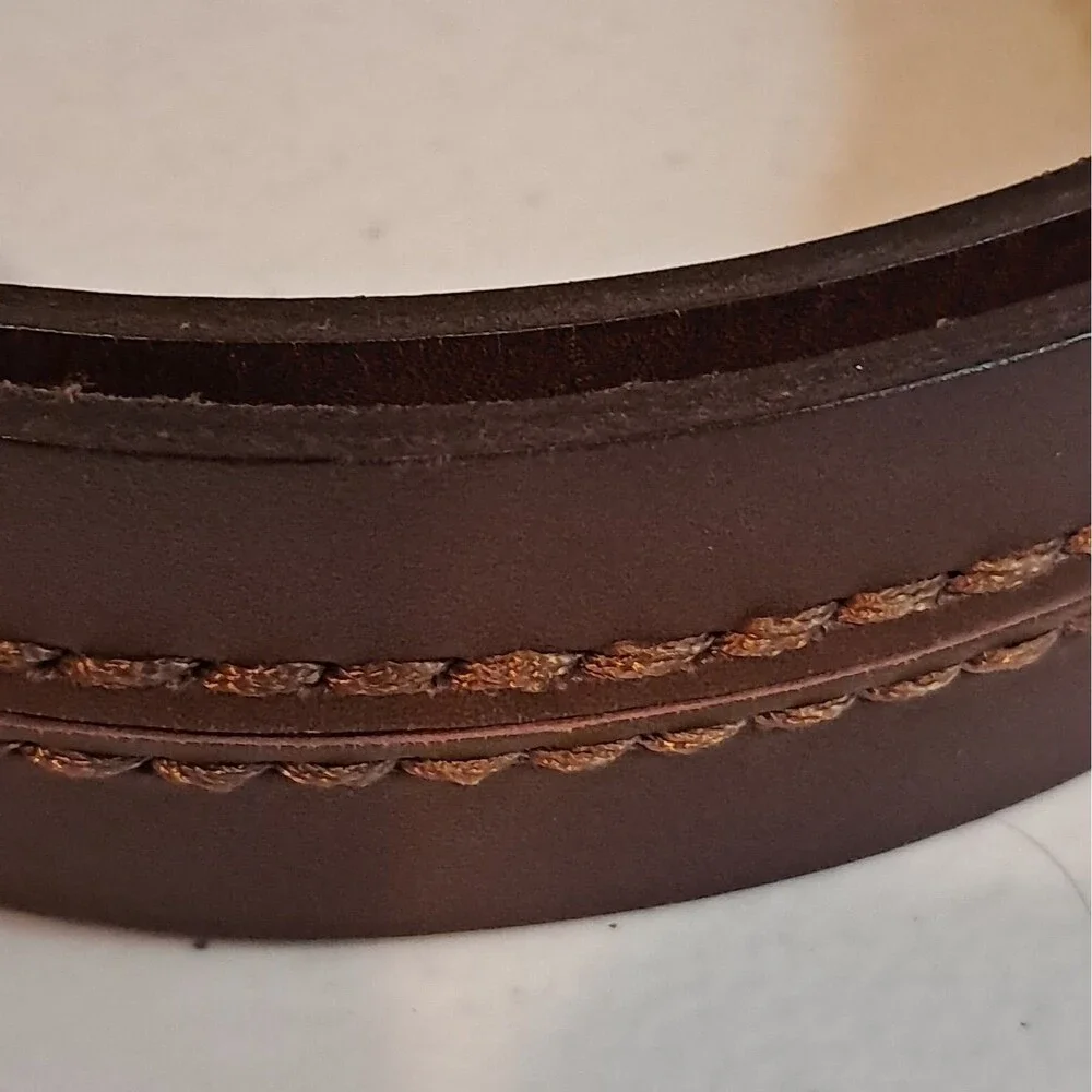 Leather Mens Fossil Theo Belt Double Stitch Design  36